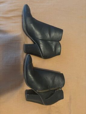 Charlotte Russe Black Leather Ankle Booties with Side Zip